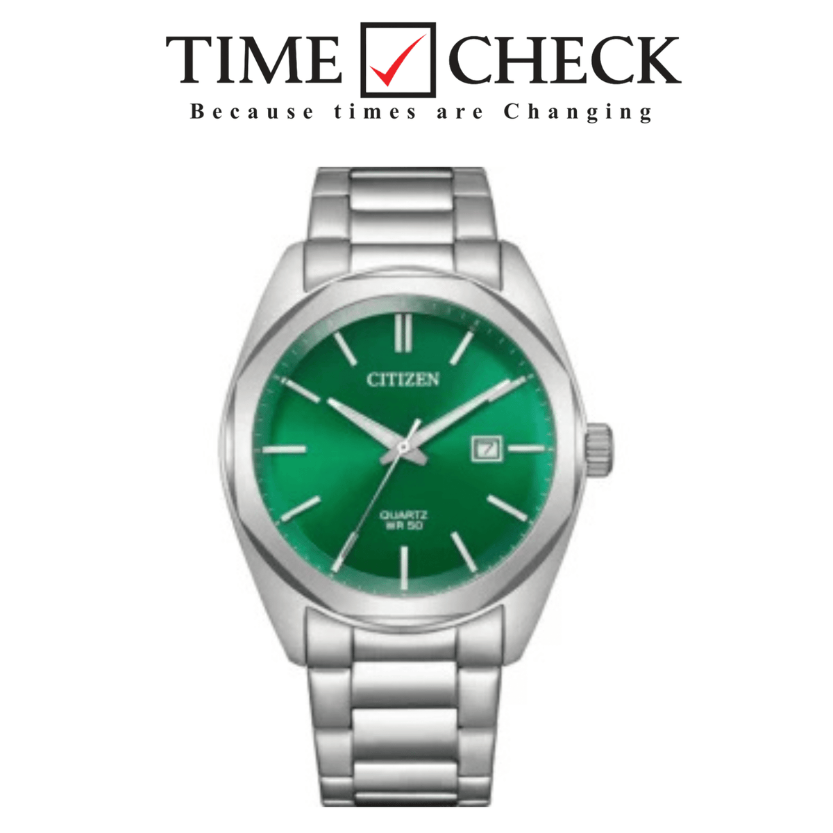 Bi5110-54X Citizen Analog Green Dial Silver Chain Quartz Men's Watch - Timecheck