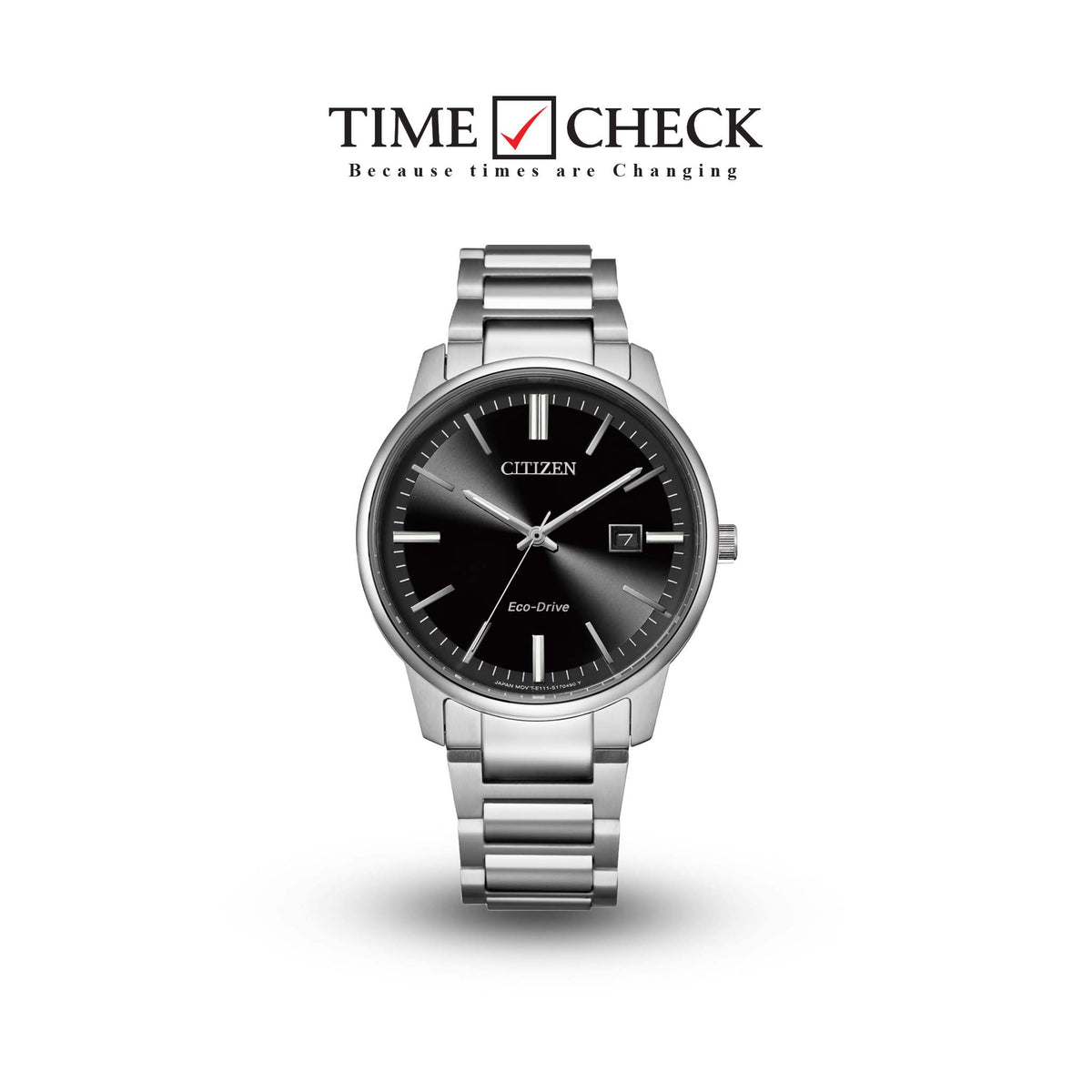 BM7521-85E Citizen Black Dial Silver Stainless Steel Eco Drive Analog Men's Watch. - Timecheck