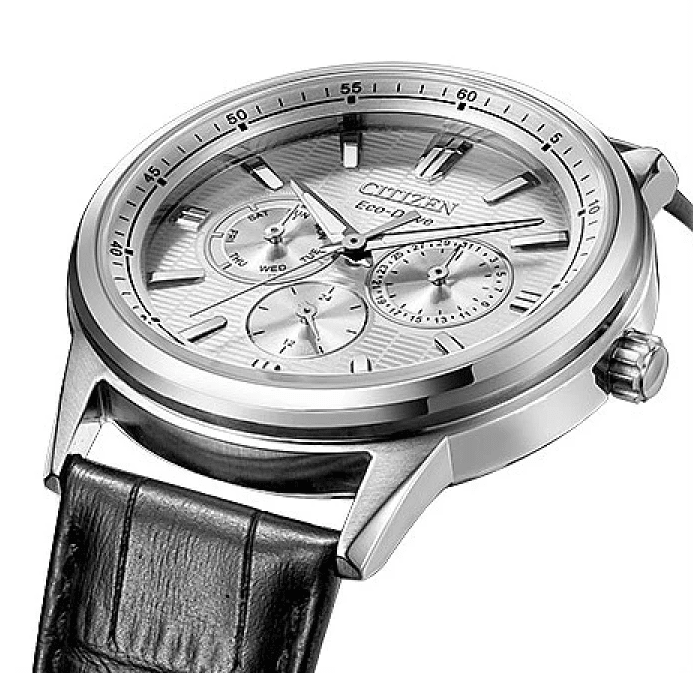 BU2071-01A Citizen Silver Dial Black Leather Strap Multi function Analog Quartz Men's Watch. - Timecheck