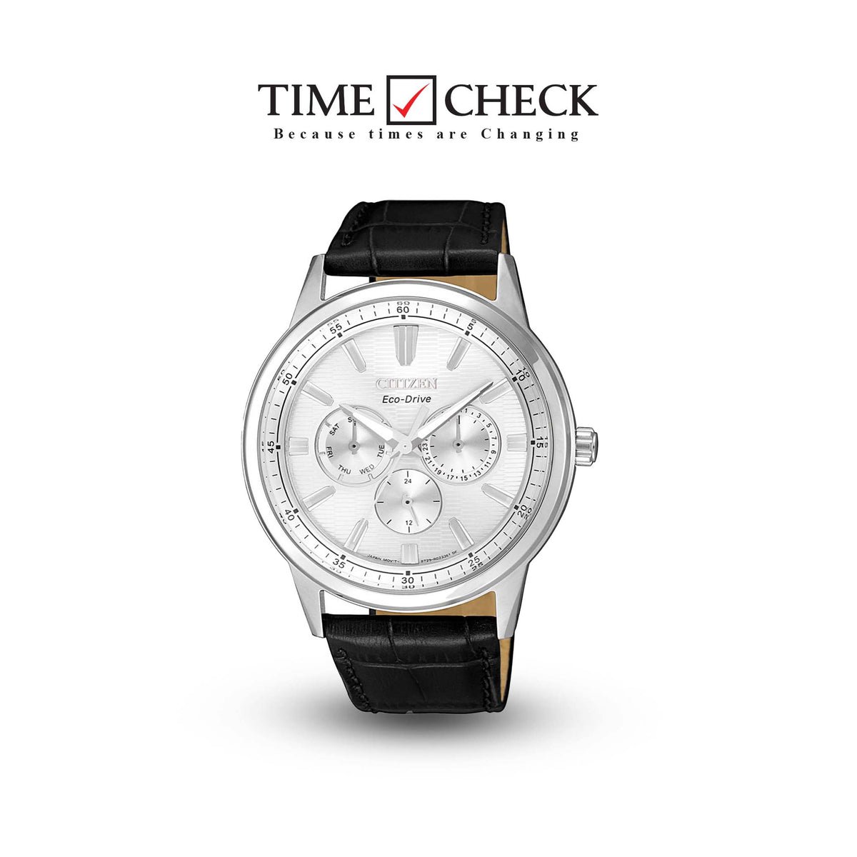 BU2071-01A Citizen Silver Dial Black Leather Strap Multi function Analog Quartz Men's Watch. - Timecheck