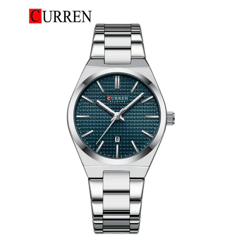 C-8439L Curren Blue Dial Silver Steel Chain Analog Quartz women Watch. - Timecheck