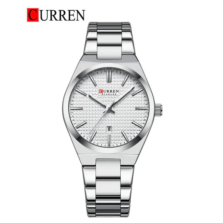 C-8439L Curren White Dial Silver Steel Chain Analog Quartz women Watch. - Timecheck