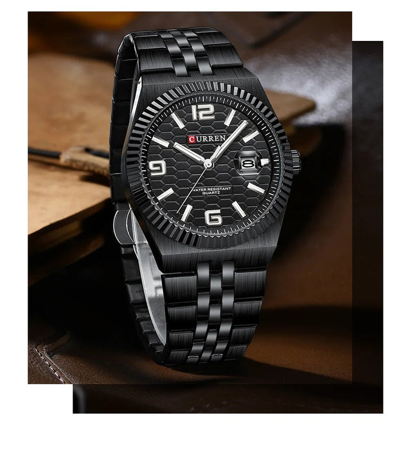 C-8498L Curren Black Dial & Black Stainless Steel Chain Analog Quartz Women's Watch. - Timecheck