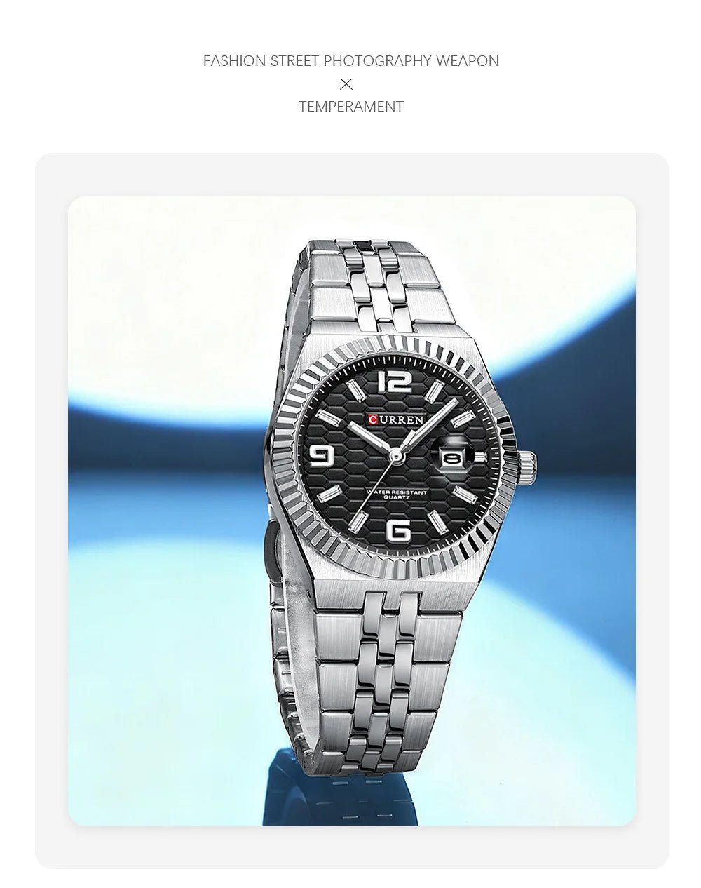C-8498L Curren Black Dial & Silver Stainless Steel Chain Analog Quartz Women's Watch. - Timecheck