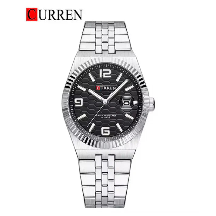 C-8498L Curren Black Dial & Silver Stainless Steel Chain Analog Quartz Women's Watch. - Timecheck