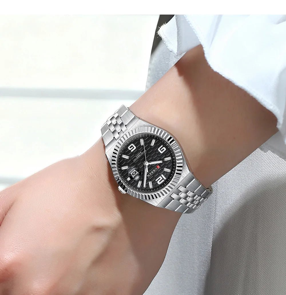 C-8498L Curren Black Dial & Silver Stainless Steel Chain Analog Quartz Women's Watch. - Timecheck
