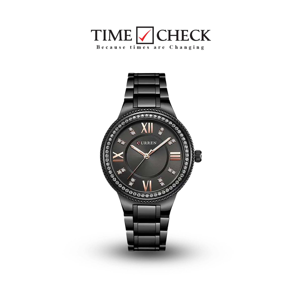 C-9004L Curren Black Dial Black Stainless Chain Steel Analog Quartz Women's Watch. - Timecheck