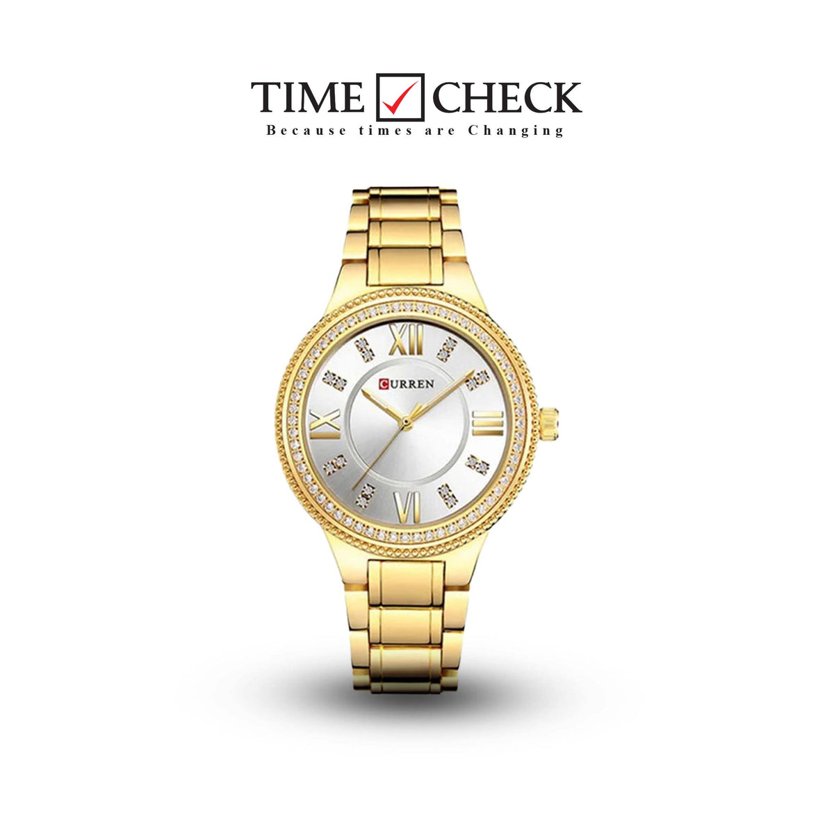 C-9004L Curren white Dial Golden Stainless Chain Steel Analog Quartz Women's Watch. - Timecheck