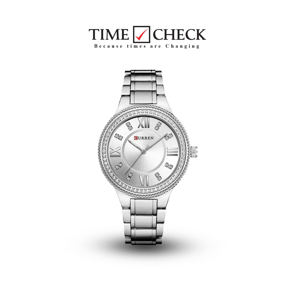 C-9004L Curren white Dial silver Stainless Chain Steel Analog Quartz Women's Watch. - Timecheck
