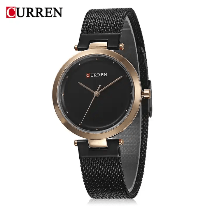 C-9005L Curren Black Dial Black Stainless Steel Analog Quartz Women's Watch. - Timecheck