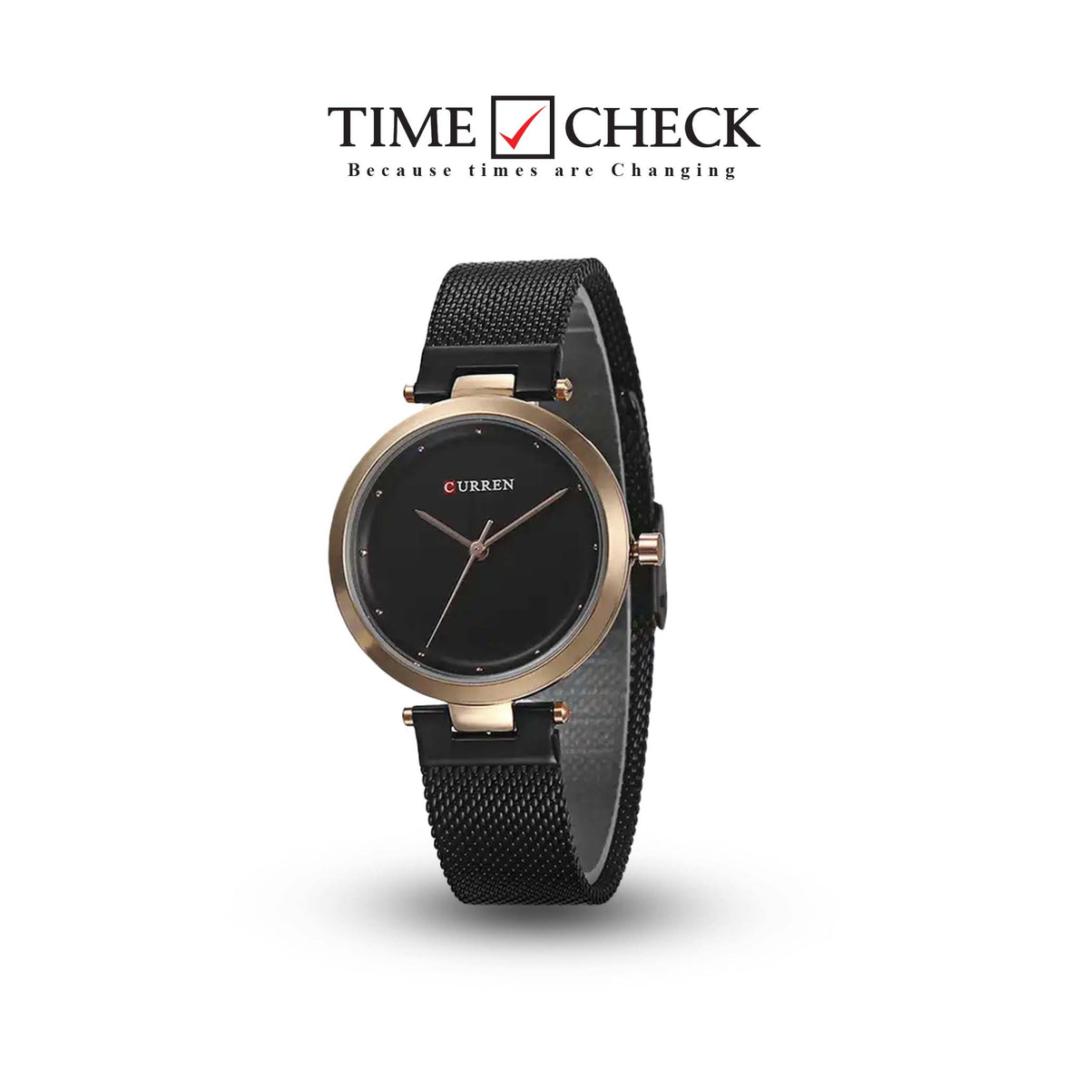 C-9005L Curren Black Dial Black Stainless Steel Analog Quartz Women's Watch. - Timecheck