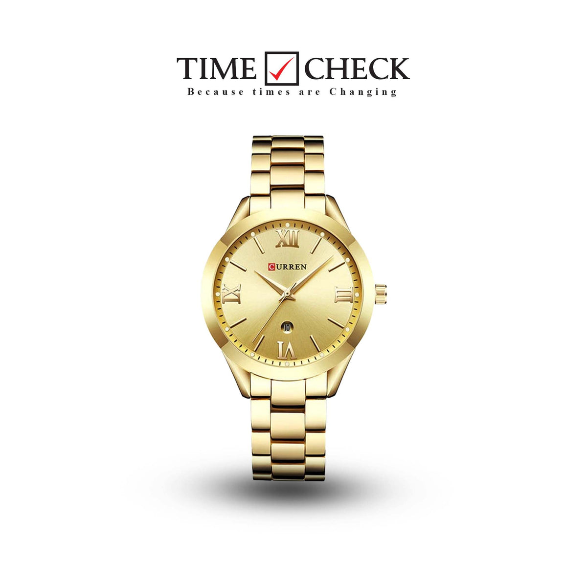 C-9007L Curren GOLDEN Dial Golden Stainless Steel Analog Quartz Women's Watch. - Timecheck