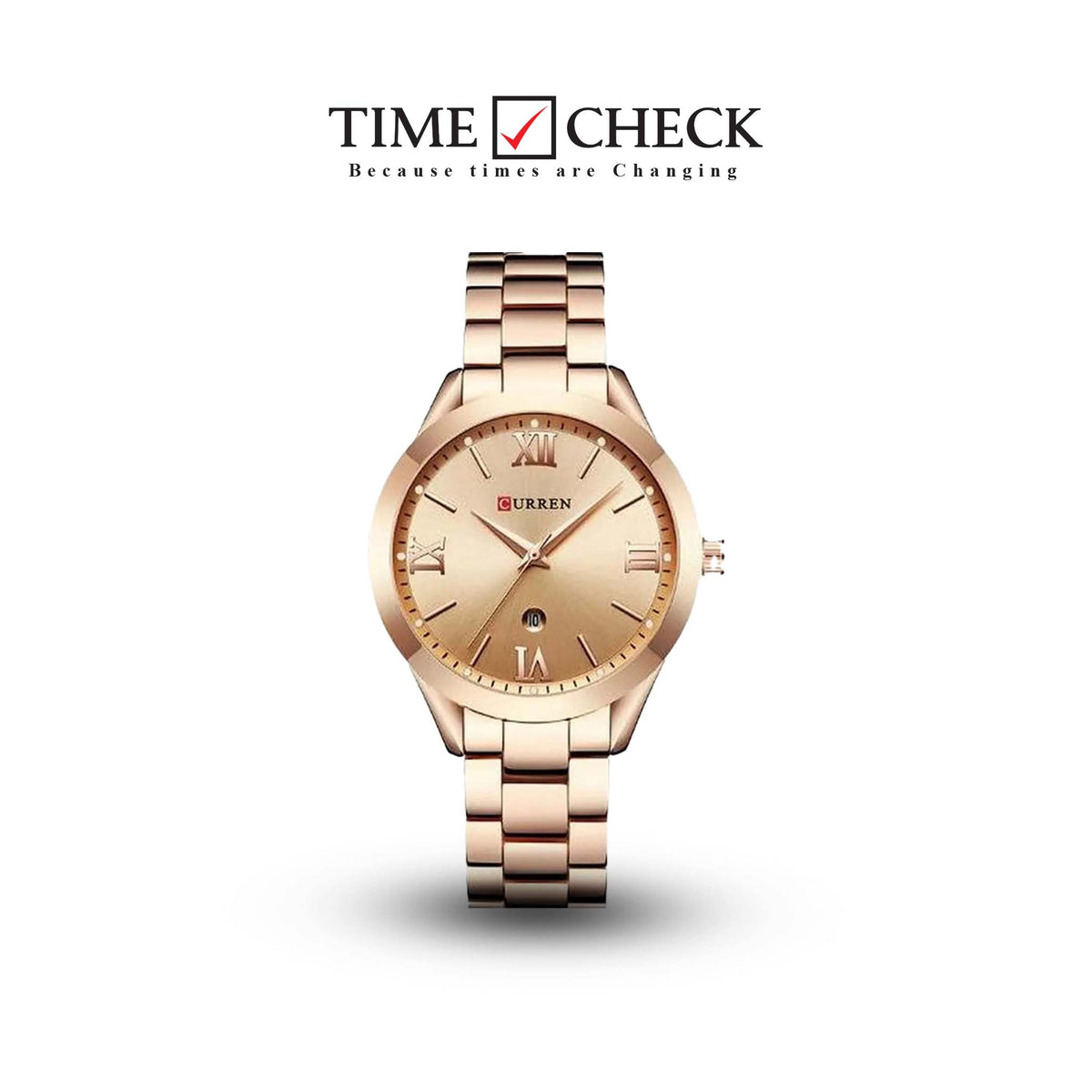 C-9007L Curren rose gold Dial Rosegold Stainless Chain Steel Analog Quartz Women's Watch. - Timecheck