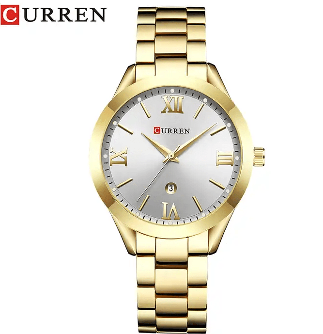 C-9007L Curren Silver Dial Golden Stainless Steel Analog Quartz Women's Watch. - Timecheck