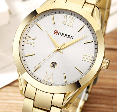 C-9007L Curren Silver Dial Golden Stainless Steel Analog Quartz Women's Watch. - Timecheck