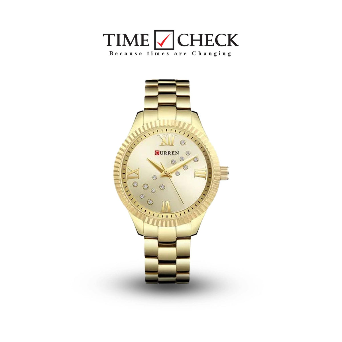 C-9009L Curren GOLDEN Dial golden Stainless Steel Chain Analog Quartz Women's Watch. - Timecheck