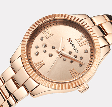 C-9009L Curren Rose gold Dial & Stainless Steel Chain Analog Quartz Women's Watch. - Timecheck