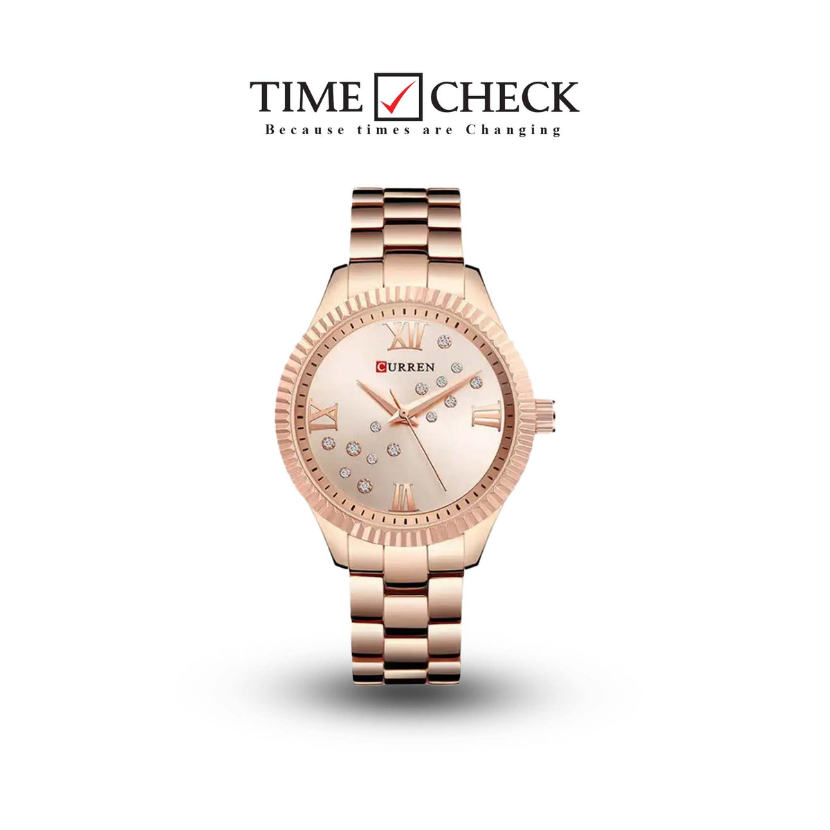 C-9009L Curren Rose gold Dial & Stainless Steel Chain Analog Quartz Women's Watch. - Timecheck