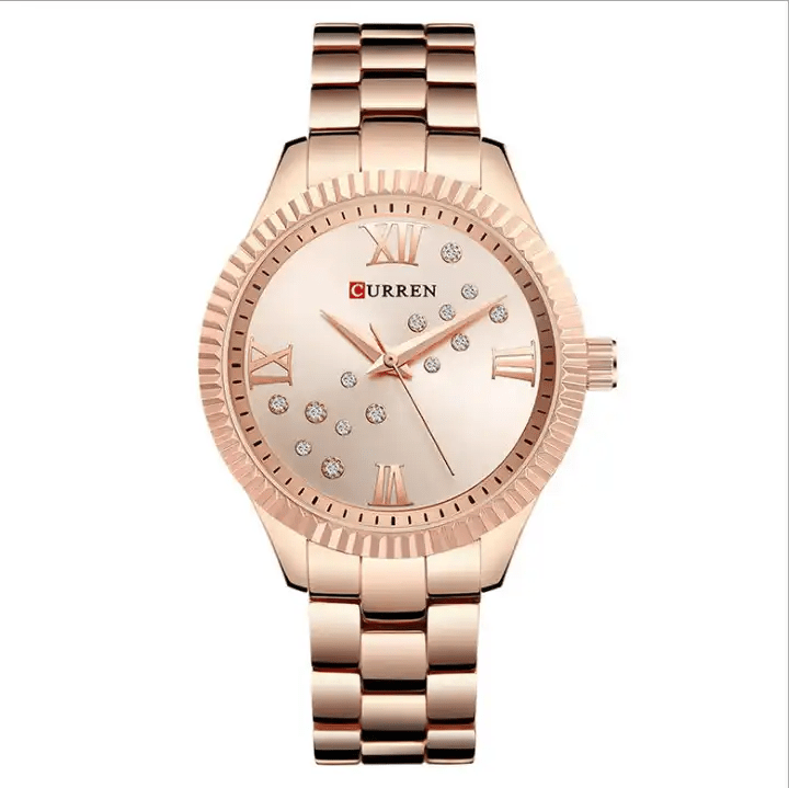 C-9009L Curren Rose gold Dial & Stainless Steel Chain Analog Quartz Women's Watch. - Timecheck