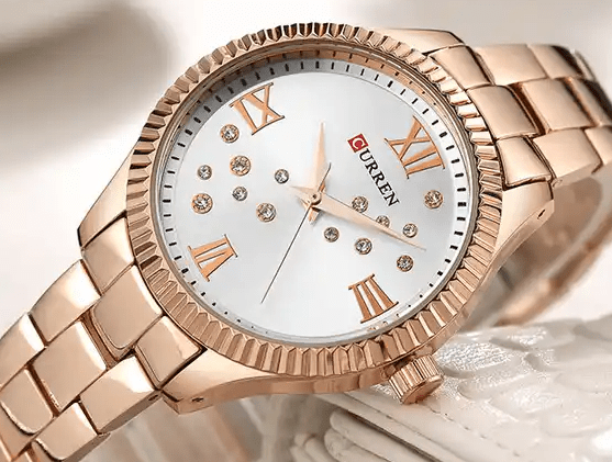 C-9009L Curren Silver Dial Rose-gold Stainless Steel Chain Analog Quartz Women's Watch. - Timecheck