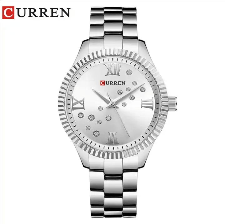 C-9009L Curren Silver Dial Silver Stainless Steel Chain Analog Quartz Women's Watch. - Timecheck