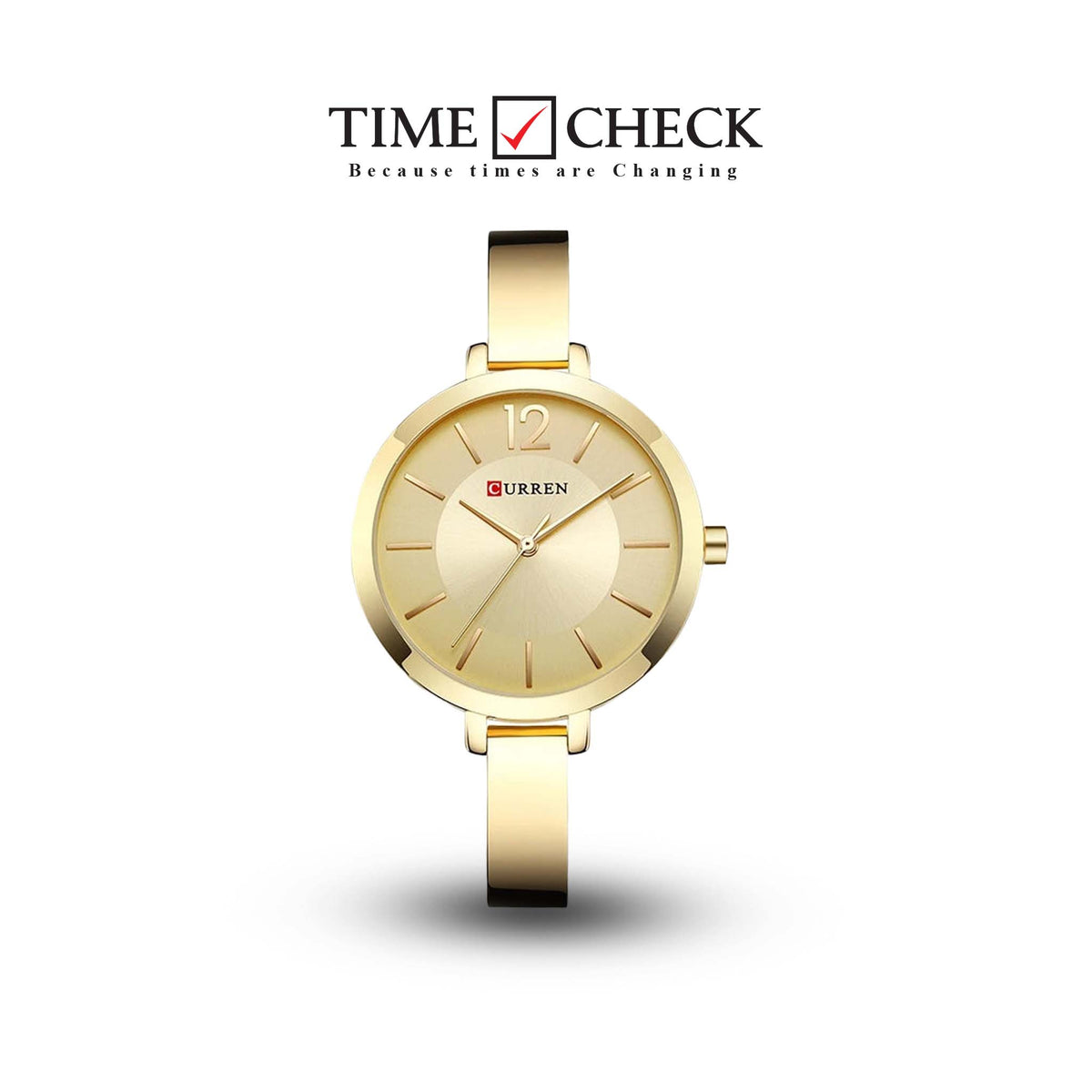 C-9012L Curren GOLDEN Dial Golden Stainless Steel Chain Analog Quartz Women's Watch. - Timecheck