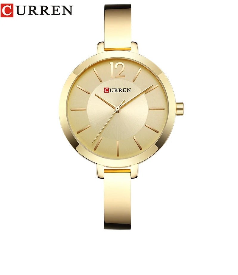 C-9012L Curren GOLDEN Dial Golden Stainless Steel Chain Analog Quartz Women's Watch. - Timecheck
