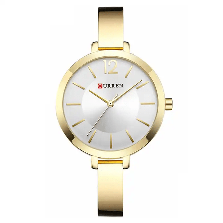 C-9012L Curren Silver Dial Golden Stainless Steel Chain Analog Quartz Women's Watch. - Timecheck