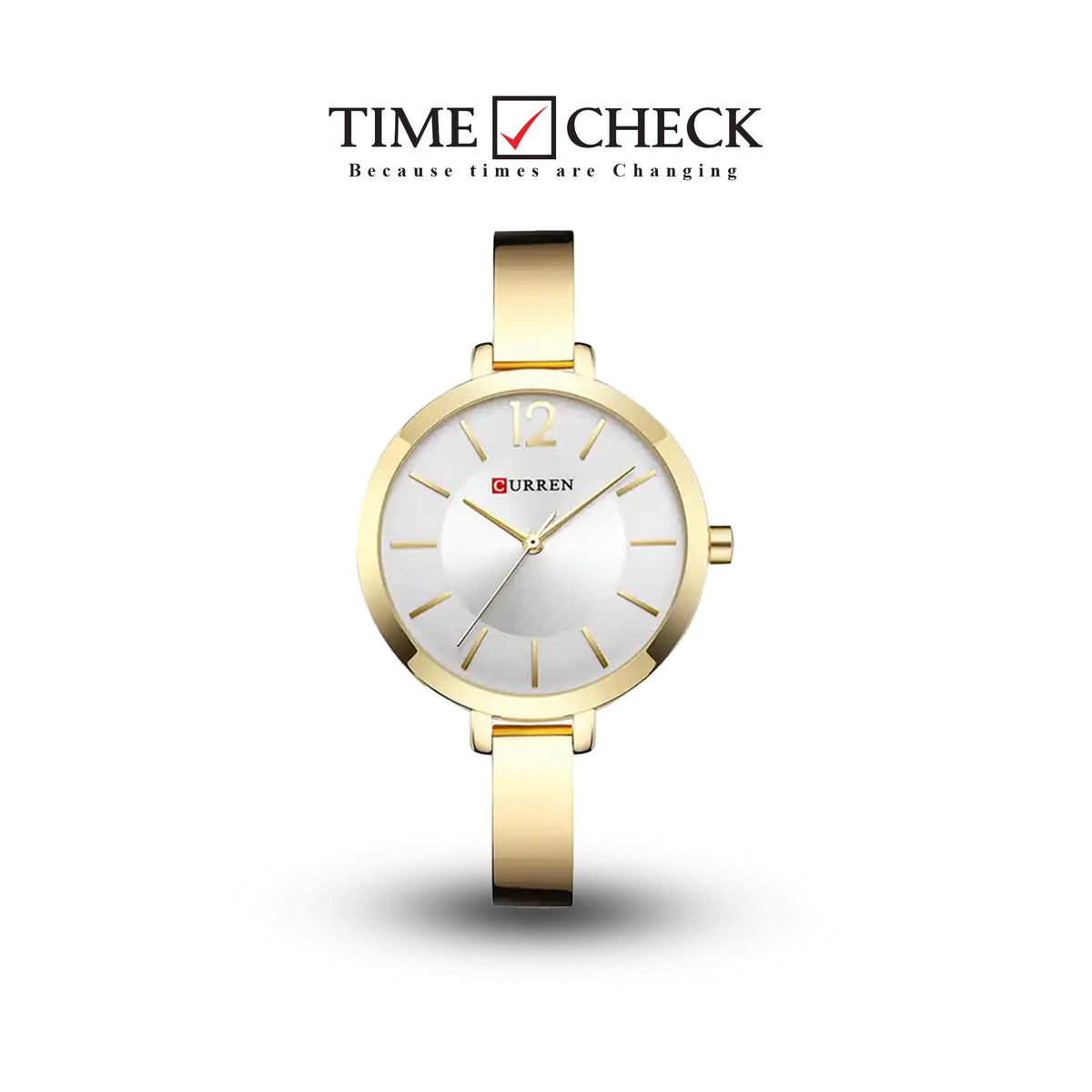 C-9012L Curren Silver Dial Golden Stainless Steel Chain Analog Quartz Women's Watch. - Timecheck