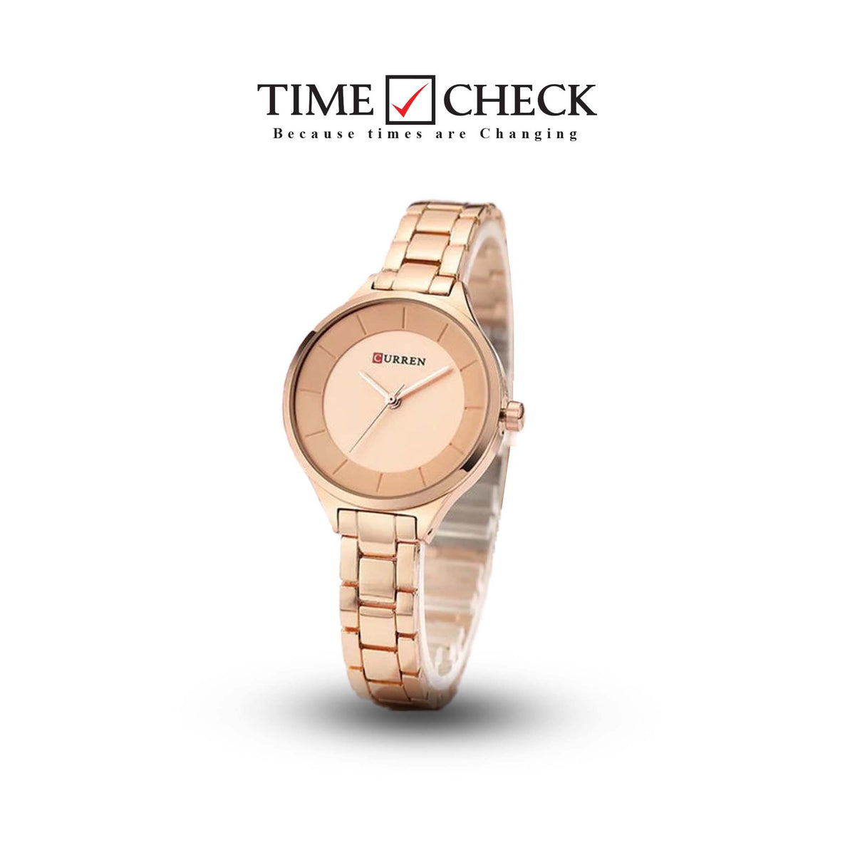 C-9015L Curren rose-gold Dial Rose-gold Stainless Chain Steel Analog Quartz Women's Watch. - Timecheck