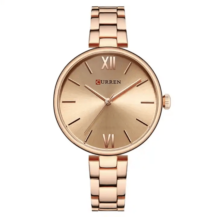 C-9017L Curren Rose-gold Dial & Stainless Steel Chain Analog Quartz Women's Watch. - Timecheck