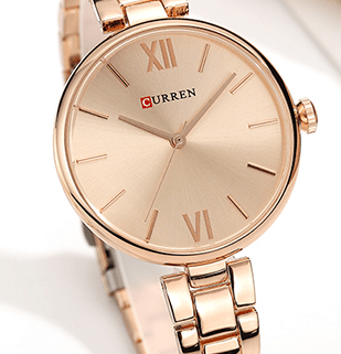 C-9017L Curren Rose-gold Dial & Stainless Steel Chain Analog Quartz Women's Watch. - Timecheck