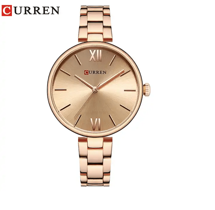 C-9017L Curren Rose-gold Dial & Stainless Steel Chain Analog Quartz Women's Watch. - Timecheck