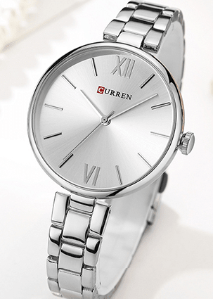 C-9017L Curren Silver Dial & Silver Stainless Steel Chain Analog Quartz Women's Watch. - Timecheck