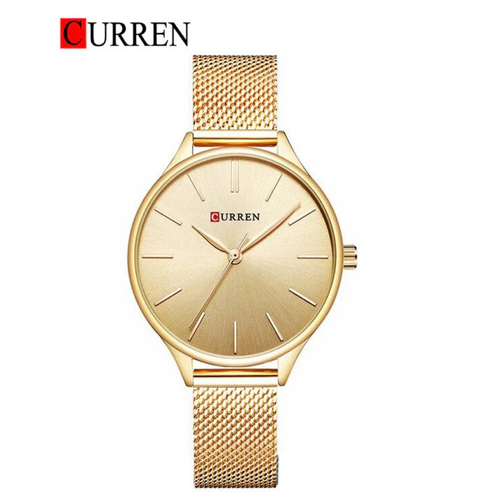 C-9024L Curren Golden Dial & golden Stainless Steel Chain Analog Quartz Women's Watch. - Timecheck