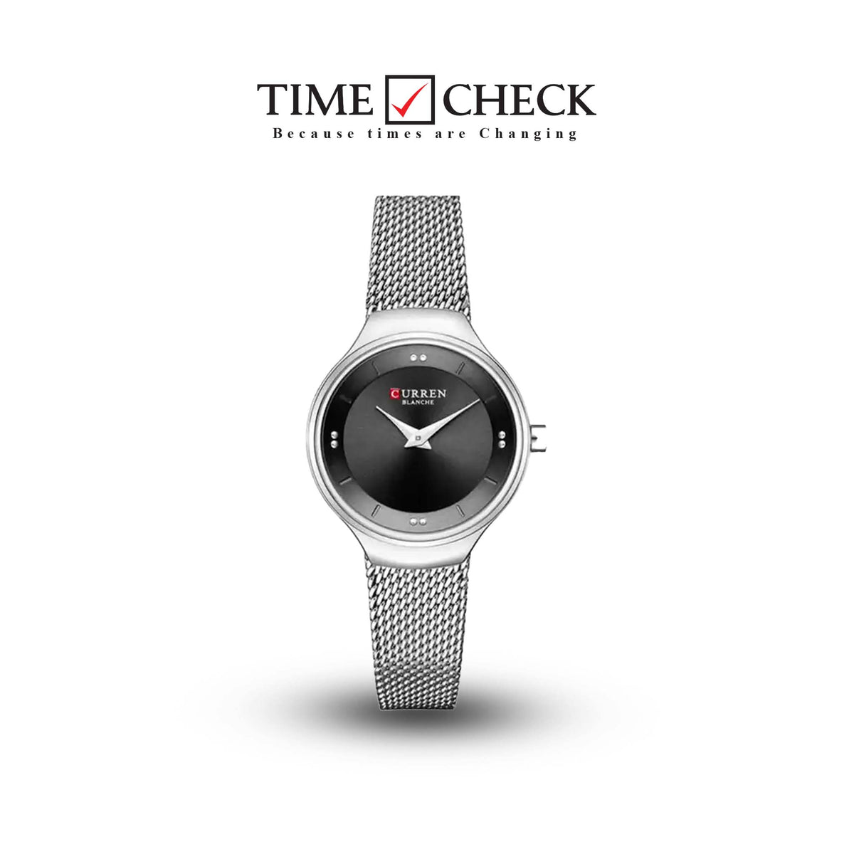 C-9028L Curren Black Dial Silver Stainless Steel Analog Quartz Women's Watch. - Timecheck