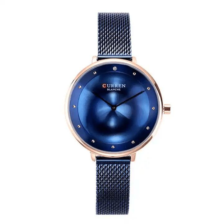 C-9029L Curren Blue Dial Blue Stainless Chain Steel Analog Quartz Women's Watch. - Timecheck