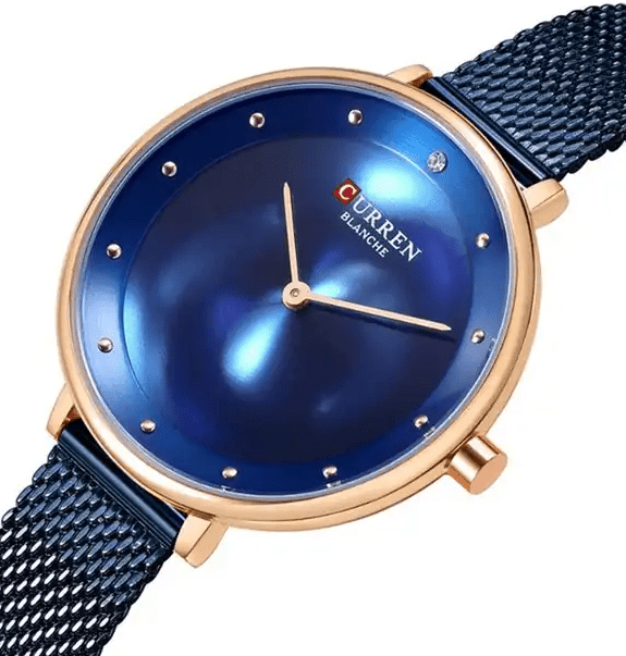 C-9029L Curren Blue Dial Blue Stainless Chain Steel Analog Quartz Women's Watch. - Timecheck