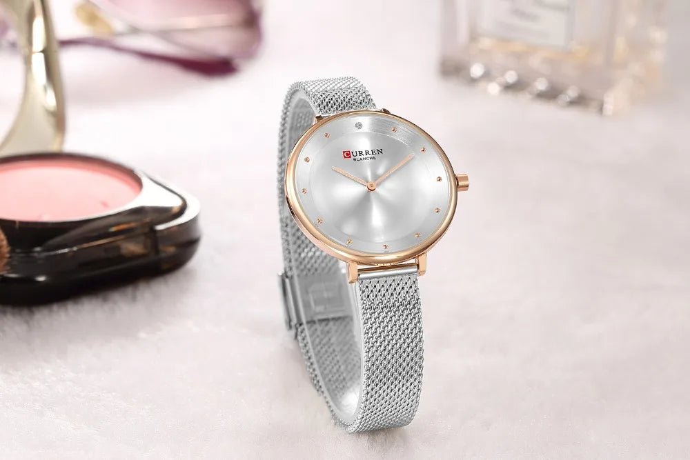 C-9029L Curren White Dial TT Stainless Chain Steel Analog Quartz Women's Watch. - Timecheck