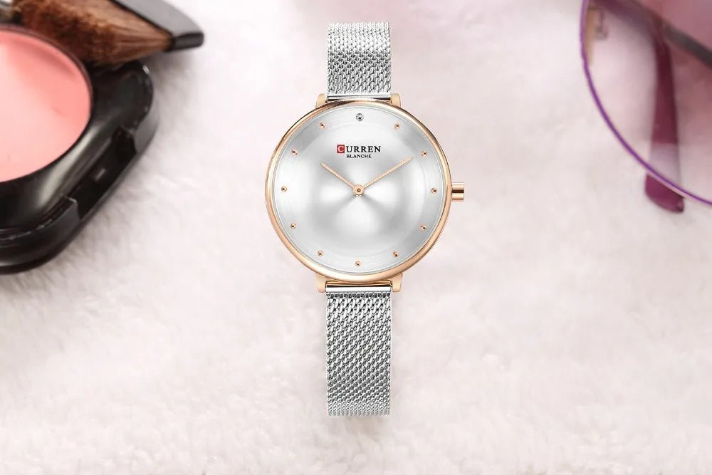 C-9029L Curren White Dial TT Stainless Chain Steel Analog Quartz Women's Watch. - Timecheck