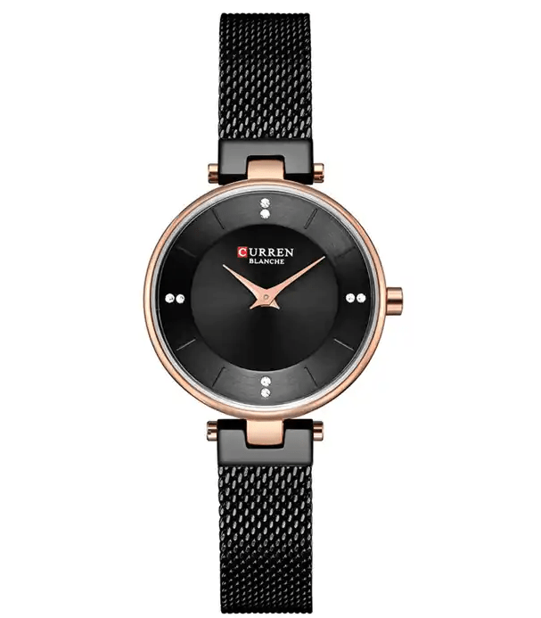 C-9031L Curren Black Dial Black Stainless Band Steel Analog Quartz Women's Watch. - Timecheck
