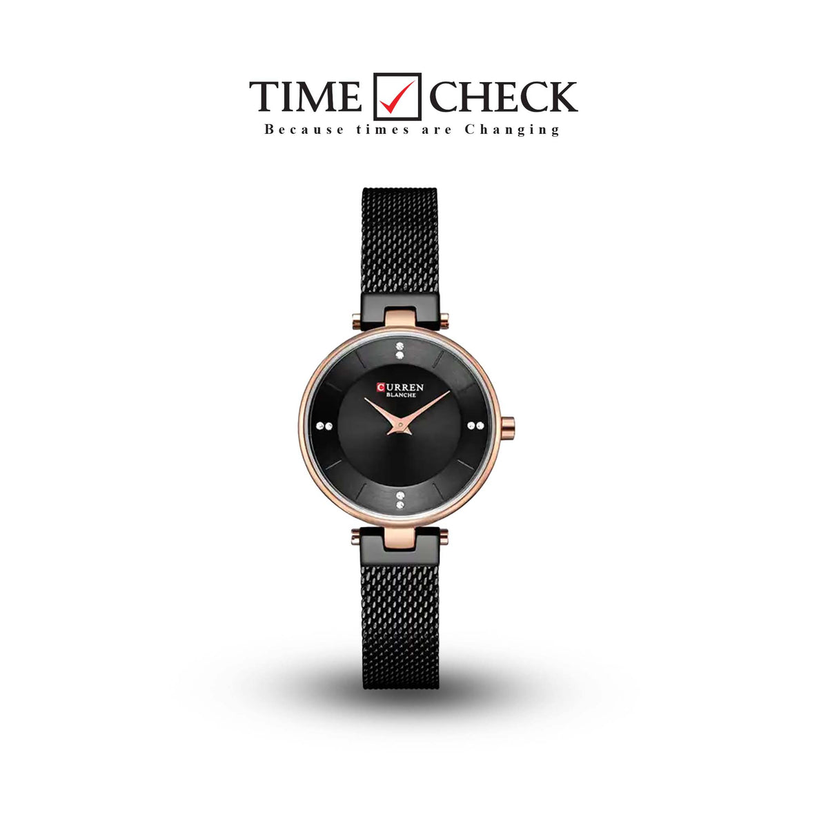 C-9031L Curren Black Dial Black Stainless Band Steel Analog Quartz Women's Watch. - Timecheck
