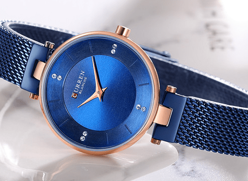 C-9031L Curren Blue Dial Blue Stainless Band Steel Analog Quartz Women's Watch. - Timecheck
