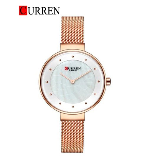 C-9032L Curren White Dial ROSEGOLD Stainless Chain Steel Analog Quartz Women's Watch with brand {box&bag} - Timecheck