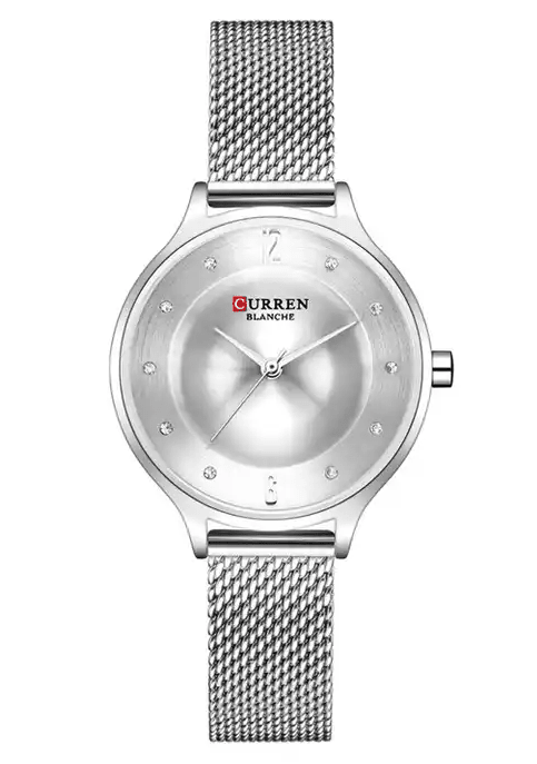C-9036L Curren Silver Dial Silver Stainless Chain Steel Analog Quartz Women's Watch. - Timecheck
