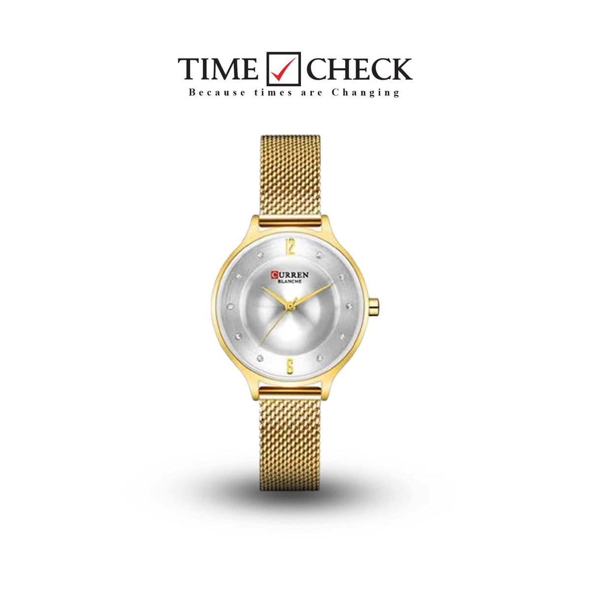 C-9036L Curren white Dial golden Stainless Chain Steel Analog Quartz Women's Watch. - Timecheck