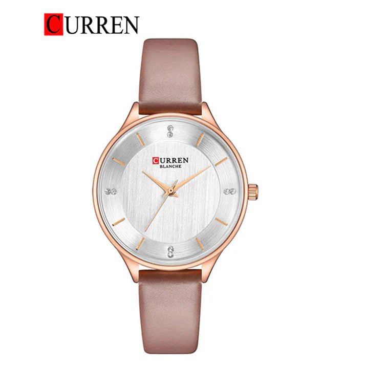 C-9041L Curren White Dial Rose Pink leather Straps Women's Watch. - Timecheck