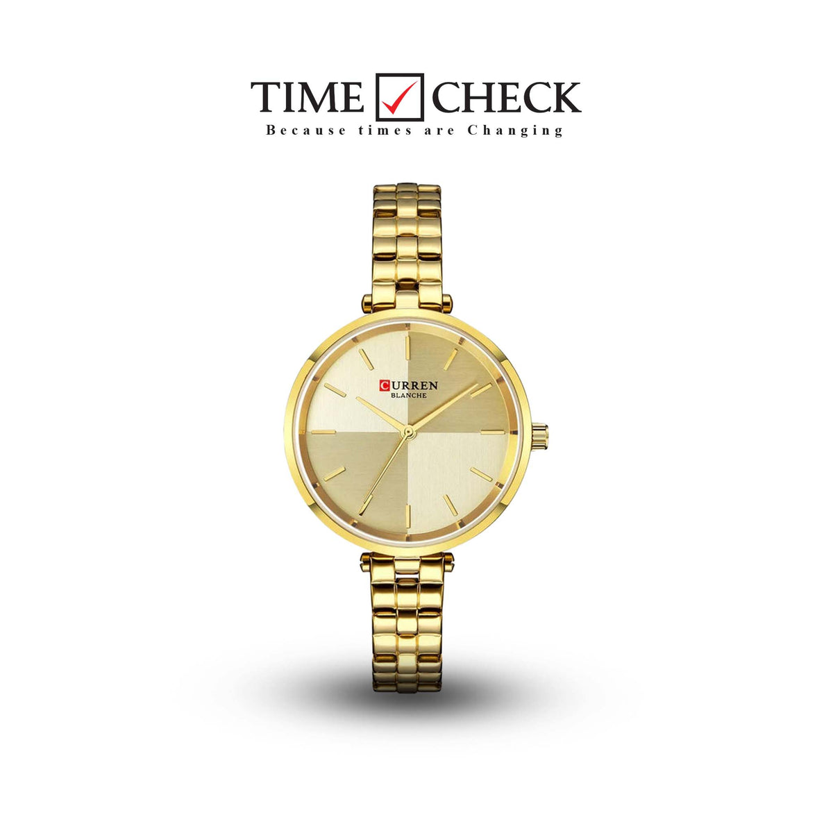 C-9043L Curren gold Dial & Gold Stainless Steel Chain Analog Quartz Women's Watch. - Timecheck