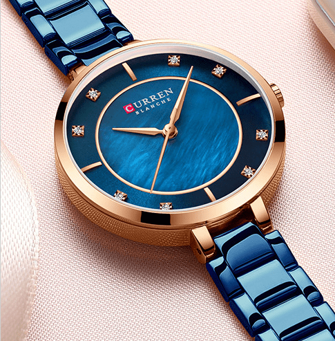 C-9051L Curren Blue Dial Blue Stainless Chain Steel Analog Quartz Women's Watch. - Timecheck