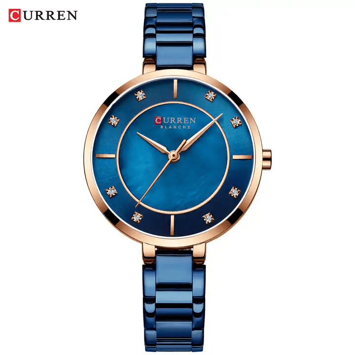C-9051L Curren Blue Dial Blue Stainless Chain Steel Analog Quartz Women's Watch. - Timecheck